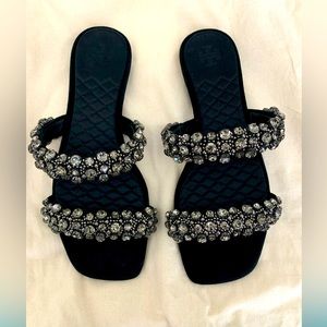 Tory Burch Crystal Slide Sandals - Black - Size 6.5 Women’s **BRAND NEW**